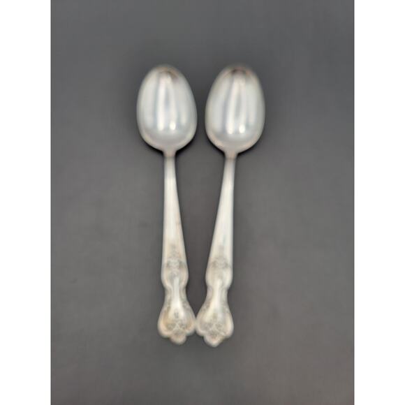 Set of 2 WM Rogers Silverplate Flatware Spoon Magnolia Extra Plate - Picture 3 of 10